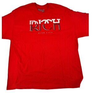RICH LIFE Red Graphic T Shirt Men's XL Bold Logo Streetwear